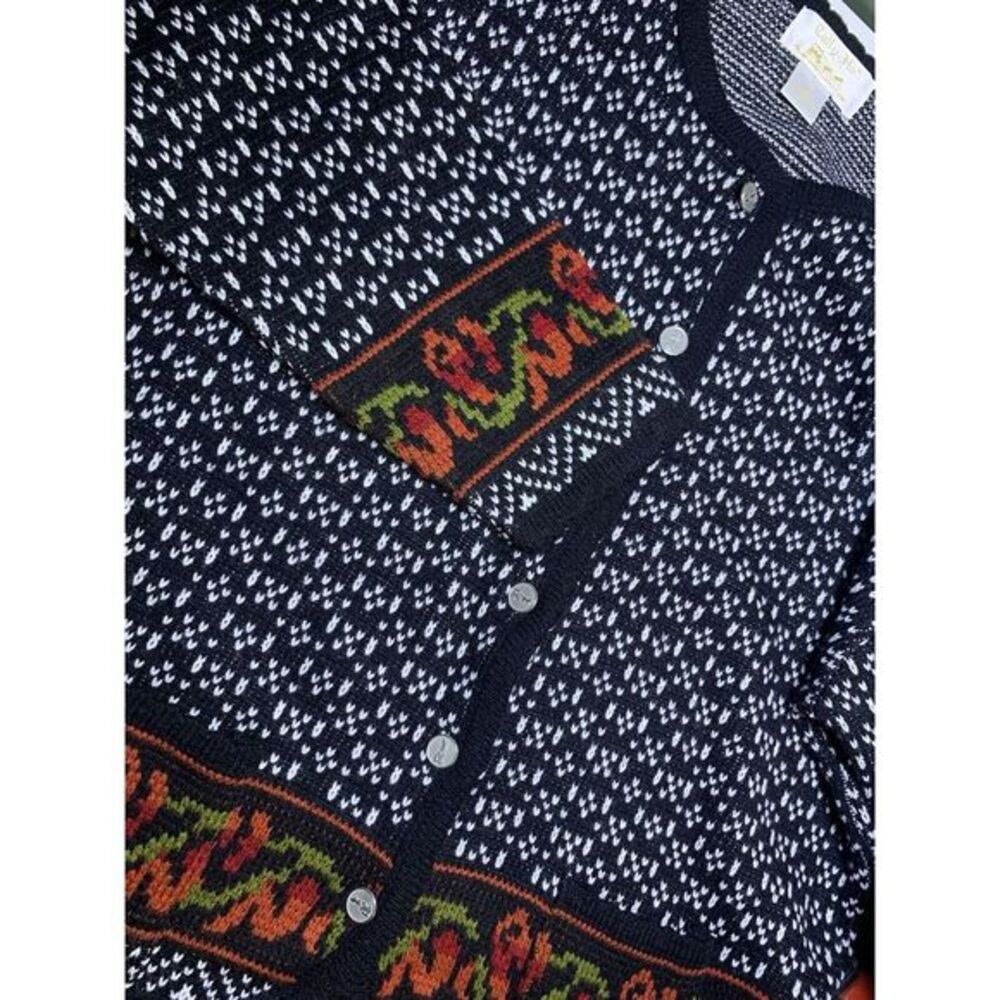 Women's Large Tally Ho Acrylic Knit Grandma Button  Down‎ Cardigan Vintage